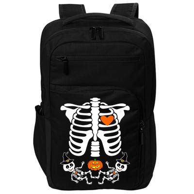 Pregnant Halloween Skeleton Baby Twins Witch Pumpkin Costume Impact Tech Backpack