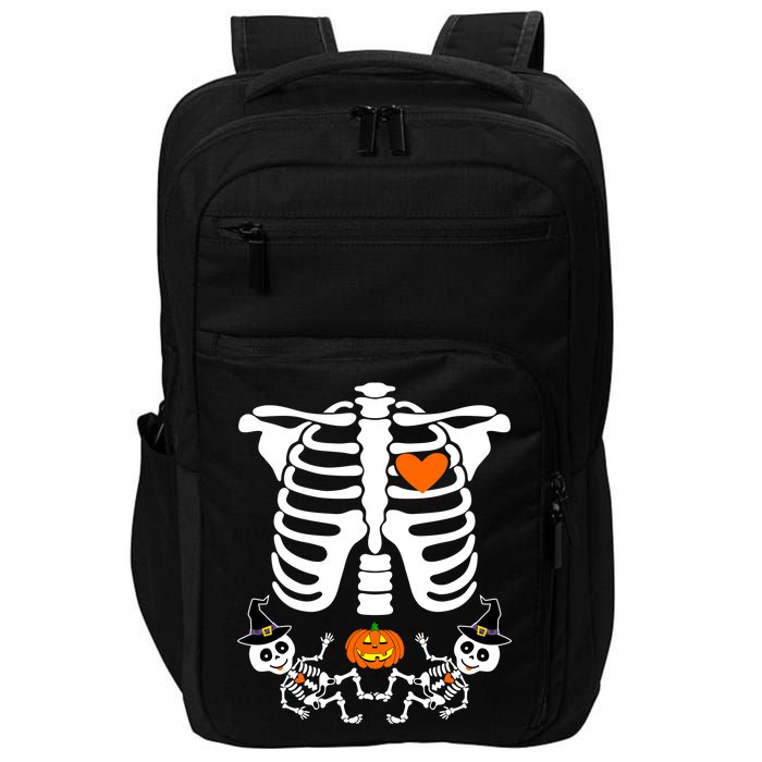 Pregnant Halloween Skeleton Baby Twins Witch Pumpkin Costume Impact Tech Backpack