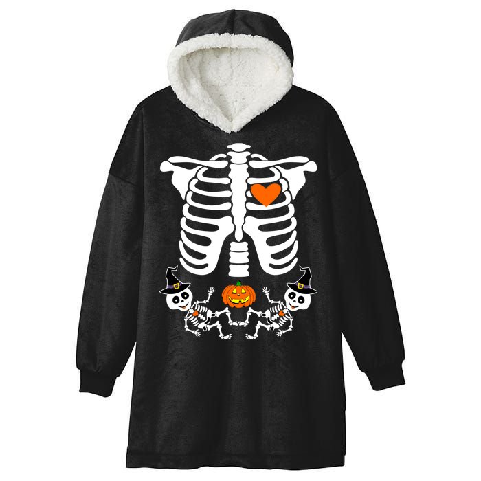 Pregnant Halloween Skeleton Baby Twins Witch Pumpkin Costume Hooded Wearable Blanket