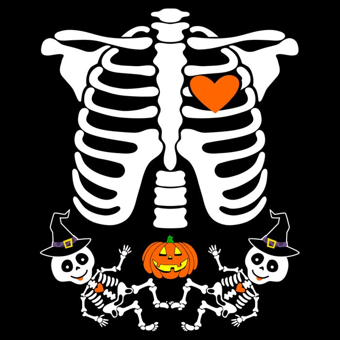 Pregnant Halloween Skeleton Baby Twins Witch Pumpkin Costume Bucket Hat