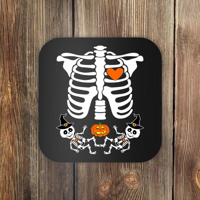 Pregnant Halloween Skeleton Baby Twins Witch Pumpkin Costume Coaster