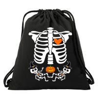 Pregnant Halloween Skeleton Baby Twins Witch Pumpkin Costume Drawstring Bag