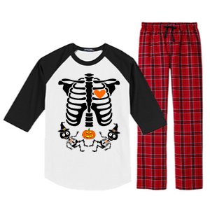 Pregnant Halloween Skeleton Baby Twins Witch Pumpkin Costume Raglan Sleeve Pajama Set