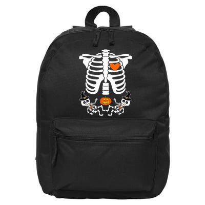 Pregnant Halloween Skeleton Baby Twins Witch Pumpkin Costume 16 in Basic Backpack