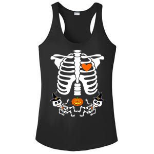 Pregnant Halloween Skeleton Baby Twins Witch Pumpkin Costume Ladies PosiCharge Competitor Racerback Tank