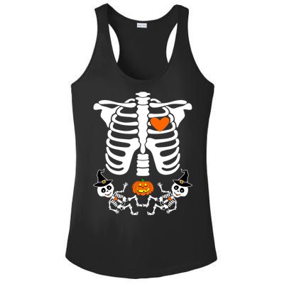 Pregnant Halloween Skeleton Baby Twins Witch Pumpkin Costume Ladies PosiCharge Competitor Racerback Tank