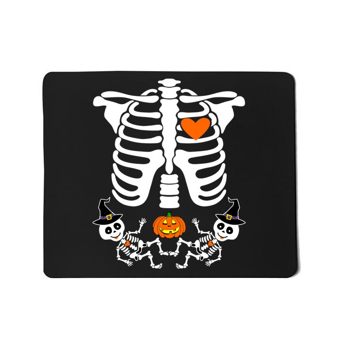 Pregnant Halloween Skeleton Baby Twins Witch Pumpkin Costume Mousepad