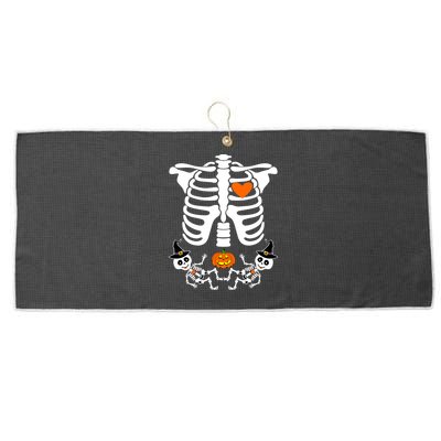 Pregnant Halloween Skeleton Baby Twins Witch Pumpkin Costume Large Microfiber Waffle Golf Towel