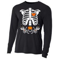 Pregnant Halloween Skeleton Baby Twins Witch Pumpkin Costume Cooling Performance Long Sleeve Crew