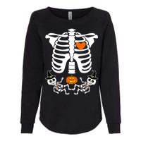 Pregnant Halloween Skeleton Baby Twins Witch Pumpkin Costume Womens California Wash Sweatshirt