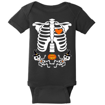 Pregnant Halloween Skeleton Baby Twins Witch Pumpkin Costume Baby Bodysuit