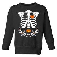 Pregnant Halloween Skeleton Baby Twins Witch Pumpkin Costume Toddler Sweatshirt