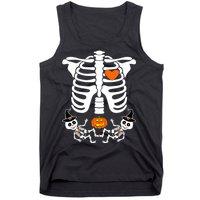 Pregnant Halloween Skeleton Baby Twins Witch Pumpkin Costume Tank Top