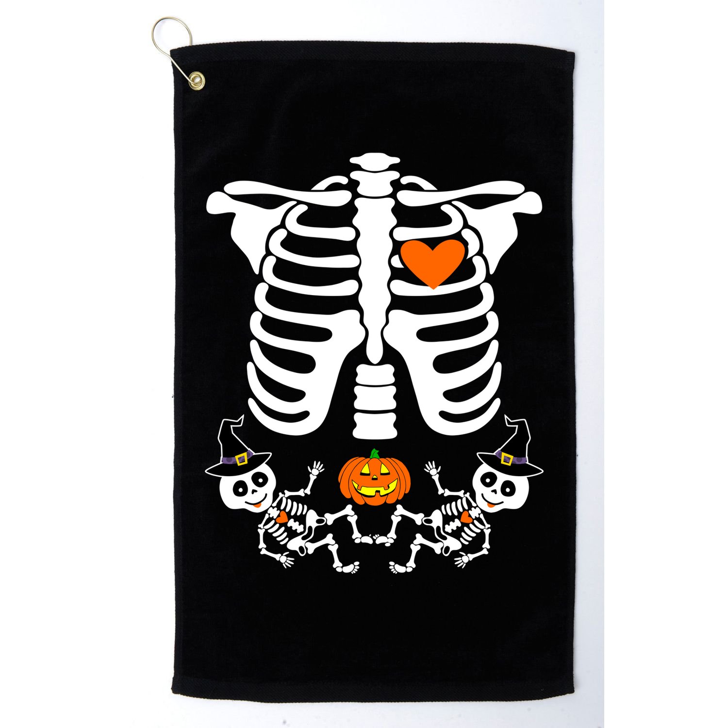 Pregnant Halloween Skeleton Baby Twins Witch Pumpkin Costume Golf Towel