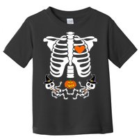 Pregnant Halloween Skeleton Baby Twins Witch Pumpkin Costume Toddler T-Shirt