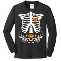 Pregnant Halloween Skeleton Baby Twins Witch Pumpkin Costume Kids Long Sleeve Shirt