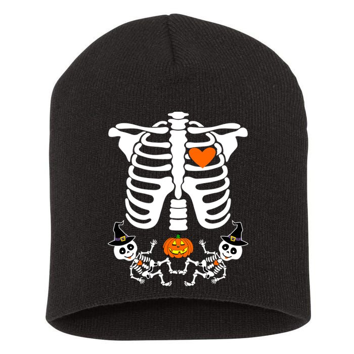 Pregnant Halloween Skeleton Baby Twins Witch Pumpkin Costume Short Acrylic Beanie