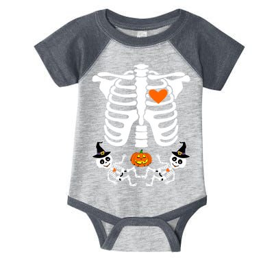 Pregnant Halloween Skeleton Baby Twins Witch Pumpkin Costume Infant Baby Jersey Bodysuit