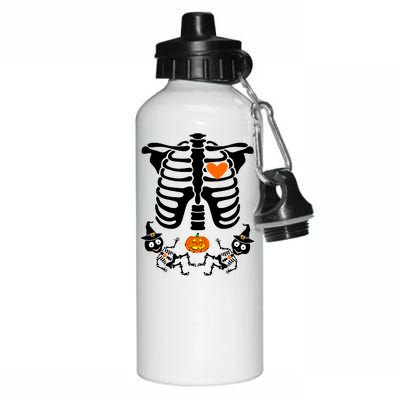 Pregnant Halloween Skeleton Baby Twins Witch Pumpkin Costume Aluminum Water Bottle