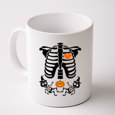 Pregnant Halloween Skeleton Baby Twins Witch Pumpkin Costume Coffee Mug