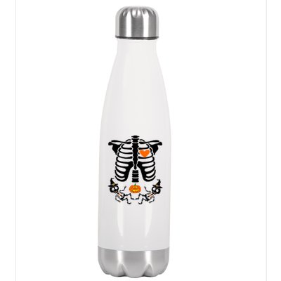 Pregnant Halloween Skeleton Baby Twins Witch Pumpkin Costume Stainless Steel Insulated Water Bottle