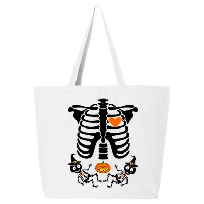 Pregnant Halloween Skeleton Baby Twins Witch Pumpkin Costume 25L Jumbo Tote