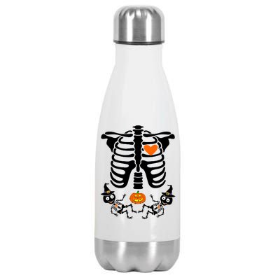 Pregnant Halloween Skeleton Baby Twins Witch Pumpkin Costume Stainless Steel Insulated Water Bottle