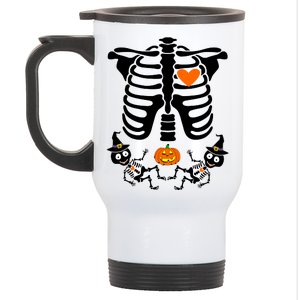 Pregnant Halloween Skeleton Baby Twins Witch Pumpkin Costume Stainless Steel Travel Mug