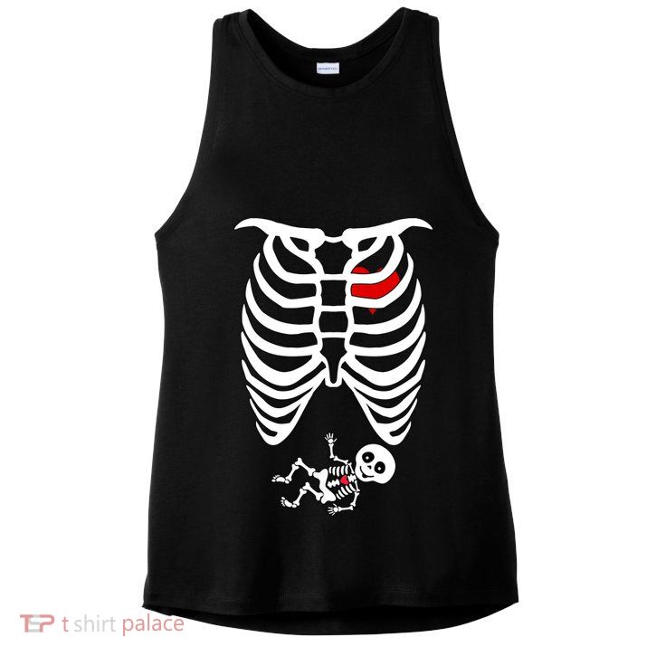 Pregnant Skeleton Ladies PosiCharge Tri-Blend Wicking Tank