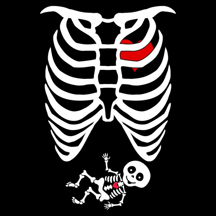 Pregnant Skeleton Button