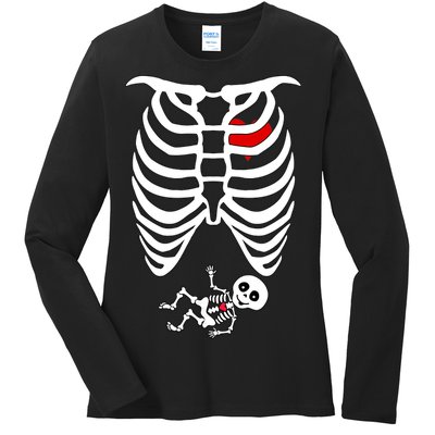 Pregnant Skeleton Ladies Long Sleeve Shirt