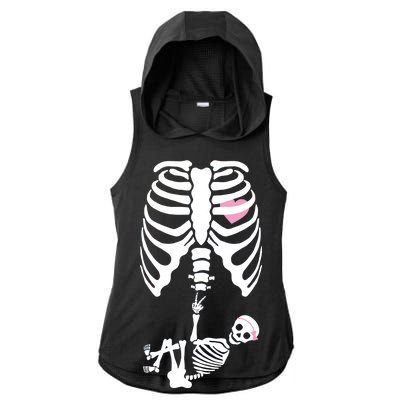 Pregnant Skeleton Baby Girl Halloween Costume Ladies PosiCharge Tri-Blend Wicking Draft Hoodie Tank