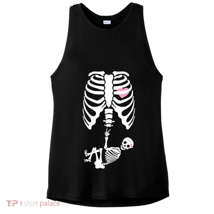 Pregnant Skeleton Baby Girl Halloween Costume Ladies PosiCharge Tri-Blend Wicking Tank
