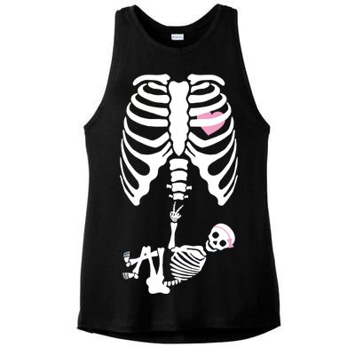 Pregnant Skeleton Baby Girl Halloween Costume Ladies PosiCharge Tri-Blend Wicking Tank