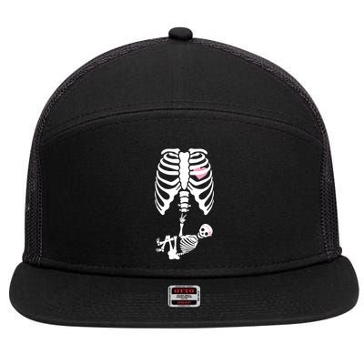 Pregnant Skeleton Baby Girl Halloween Costume 7 Panel Mesh Trucker Snapback Hat