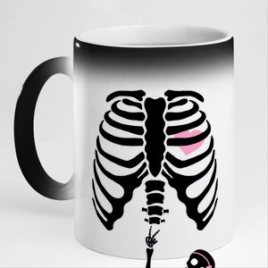 Pregnant Skeleton Baby Girl Halloween Costume 11oz Black Color Changing Mug