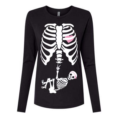 Pregnant Skeleton Baby Girl Halloween Costume Womens Cotton Relaxed Long Sleeve T-Shirt