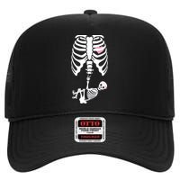 Pregnant Skeleton Baby Girl Halloween Costume High Crown Mesh Back Trucker Hat