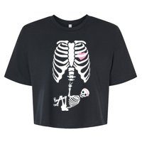 Pregnant Skeleton Baby Girl Halloween Costume Bella+Canvas Jersey Crop Tee