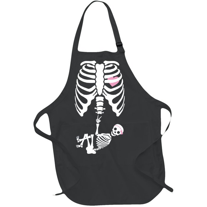 Pregnant Skeleton Baby Girl Halloween Costume Full-Length Apron With Pockets