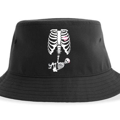 Pregnant Skeleton Baby Girl Halloween Costume Sustainable Bucket Hat