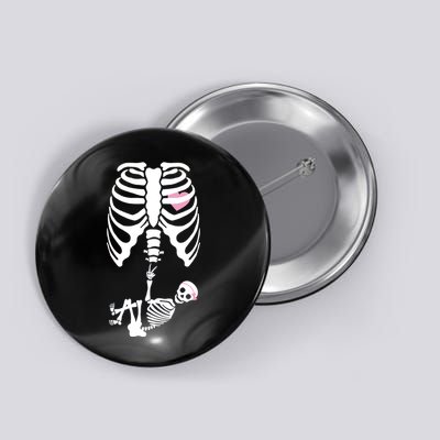 Pregnant Skeleton Baby Girl Halloween Costume Button