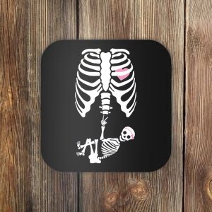 Pregnant Skeleton Baby Girl Halloween Costume Coaster