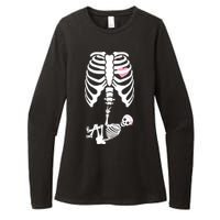 Pregnant Skeleton Baby Girl Halloween Costume Womens CVC Long Sleeve Shirt