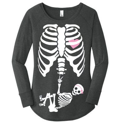 Pregnant Skeleton Baby Girl Halloween Costume Women's Perfect Tri Tunic Long Sleeve Shirt