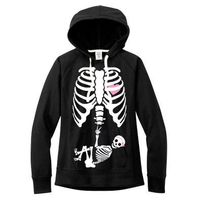 Pregnant Skeleton Baby Girl Halloween Costume Women's Fleece Hoodie