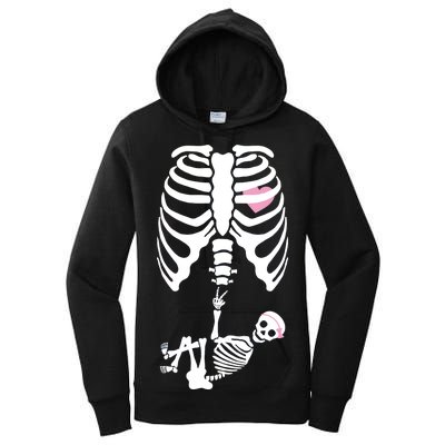 Pregnant Skeleton Baby Girl Halloween Costume Women's Pullover Hoodie