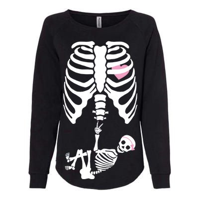 Pregnant Skeleton Baby Girl Halloween Costume Womens California Wash Sweatshirt