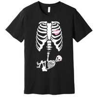 Pregnant Skeleton Baby Girl Halloween Costume Premium T-Shirt