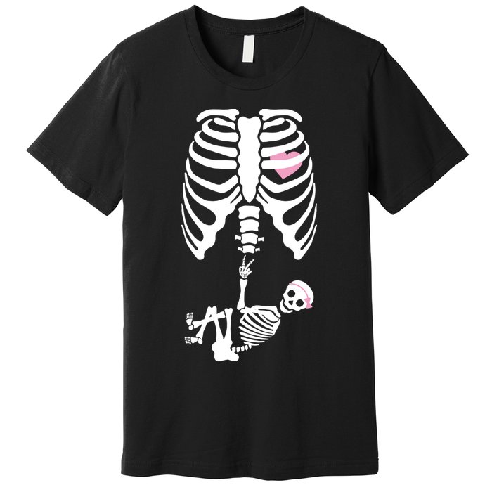 Pregnant Skeleton Baby Girl Halloween Costume Premium T-Shirt